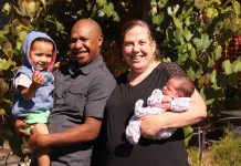 Earthquake ‘so big and so violent’ Tana Kiak and Katy Condliffe with their children, Handari (2) and baby daughter (not yet named) born on March 29.