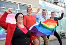 Funds for local LGBTIQ community Local LGBTIQ community consultant Sherene Clow, Castlemaine District Community Health prevention and allied health manager Louise Falconer, Castlemaine Community House manager Martyn Shaddick and Central Victorian Primary Care Partnership's Emma Shannon celebrate Friday's $76,140 announcement.