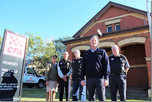 "Fighting tooth and nail" for Romsey and District Fire Brigade's Headquarters - (from left) Ron Cole, David Needham, Noel Smithwick, Ralph Hermann and Peter Brooks.