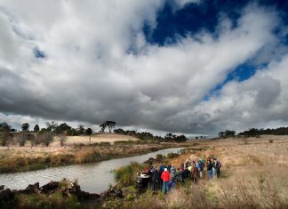 Guardians brave the elements Thirty-two people braved the elements to learn from six experts in the field how to restore river health. They were inspired by award-winning river ecologists to protect the rivers and wetlands in their area and learnt some of the skills that would help them do so. Photo: Sandy Scheltema