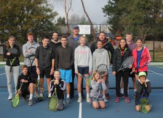 Learning from one of the best Guccione, standing centre, with members of the squad.