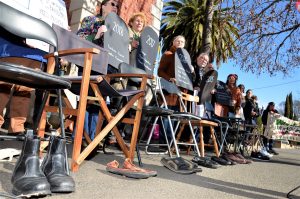 Empty chairs and empty shoes at last Thursday's rally in Castlemaine symbolised lives lost in detention centres at Manus or Nauru over the past five years.