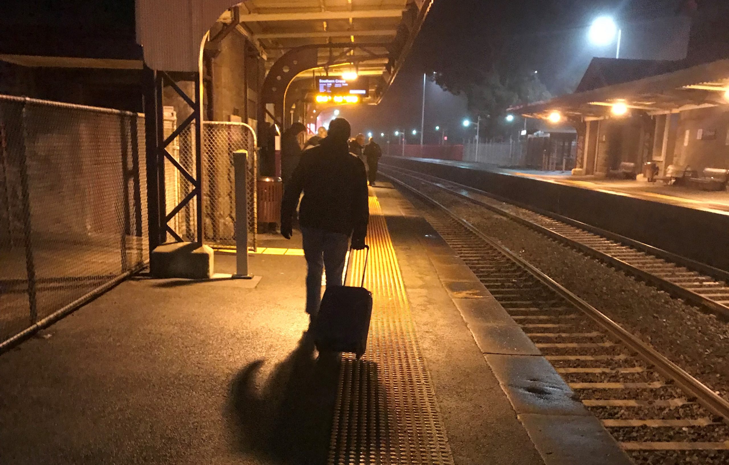 Near miss CROP Pictured is Platform 1 at Kyneton Railway Station in the early morning. The location of where the man jumped onto tracks to climb up on Platform 2 is in the immediate foreground.