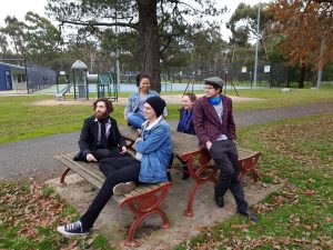Youth Strategy co-designers (L to R) Lachlan McKenzie, (Back) Tara Kankindji, (Front) Kyle Hayes, Bec Barker and Kieran Atkins.