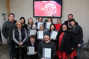 Representatives from the Social Foundry and the Kyneton Community and Learning Centre celebrate with their first round of graduates from the 'Skills for Life' program.