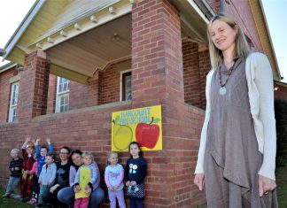 Preschool under pressure Harcourt Preschool educational leader Lisa Gray with committee members Andrea Brasher and Natalie McCarthy and some of the young enrollees at the preschool that is under pressure to find a new home.