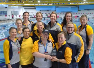 Centre performs swimmingly L-R: Front row - Steff Newton, Dee Davies, Lisa Pennington, Marie Noonan. Middle row - Ashley Matthews, Cheryl Knight, Lisa Farrugia. Back row - Rachel Sumpter, Peta Thompson, Kiara Beard, Frances Noonan, Joan Foote.