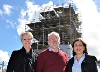 Upgrade pre-empts severe season Bendigo West MP Maree Edwards and local fire spotter Peter Skilbeck with state Minister for Energy, Environment and Climate Change Lily D'Ambrosio inspect progress to upgrade Mount Tarrengower local fire observation tower.