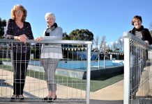 New management for Newstead pool Newstead and District Swimming Pool Inc president Sue Pollard, Bendigo Regional YMCA CEO Jane Robson and Sharon Fraser at Newstead Swimming Pool following last week's council decision.