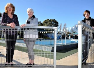 New management for Newstead pool Newstead and District Swimming Pool Inc president Sue Pollard, Bendigo Regional YMCA CEO Jane Robson and Sharon Fraser at Newstead Swimming Pool following last week's council decision.