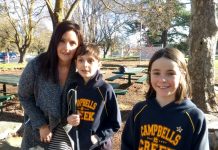 Support for Jarrah from far and wide Jarrah (centre) with mum Belle (left) and classmate Mathilde at Campbells Creek PS.