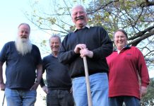 Hunt on for land Romsey Men's Shed vice-president Milos Starec, Macedon Ranges councillor Bill West, Romsey Men's Shed president Steve Goodman and secretary Patrick Holt.