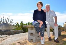 Scene set for sculpture Mary and Bede Gibson at Mica Grange.