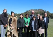 Protection promise that rocks Rodney Carter and Trent Nelson from the Dja Dja Wurrung and Aunty Alice from the Wurundjeri gave a welcome to country at Minister Wynne's announcement last week. They are pictured with Mr Wynne, MP Mary-Anne Thomas and Environment Minister Lily D'Ambrosio.