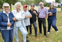 Billboard blow – VCAT overturns council refusal Local residents are pictured at the site of the proposed billboard earlier this year. Photo: Eve Lamb