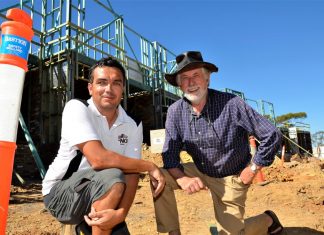 Path-breaking project FNG Group director, builder Justin Ferguson and Neil Barrett at The Paddock now taking shape on Castlemaine's Reckleben Street.