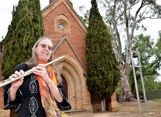 Set for sound: Newstead goes live Newstead Live Music Festival director Kelly Skinner at the town's Anglican Church - one of the venues on this long weekend's festival program.