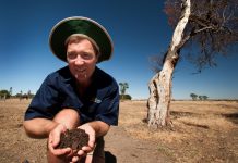 Soil scientists share knowledge Soil scientist Christian Bannan from South East Soil and Water is one of three experts presenting on site at a soil pit on a olive plantation. Photo: Sandy Scheltema