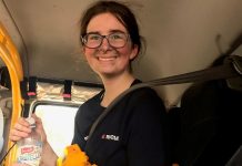 First turnout for Taradale’s youngest firey Simone Stephens on her way home from the Benloch fire.