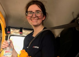 First turnout for Taradale’s youngest firey Simone Stephens on her way home from the Benloch fire.