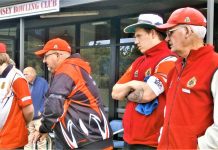 Weekend bowls results Tense times (from left) Romsey's Andrew Thompson, Brad Mutz, Nathan Tessari and Graeme Cuthbert await the outcome of an opposition bowl late in the game against Lancefield.