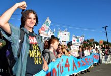 Our own voices Hundreds of Castlemaine students joined Friday's School Climate Strike in Melbourne CBD. They are pictured here just before leaving Castlemaine station.