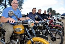 British bike invasion Pictured are: Dave Tye from Mount Gambier, Jon Narik from Warrnambool, Clem Hutchesson of Mount Gambier, Ian McMillan from Deniliquin and Matt McMillan from Berwick.