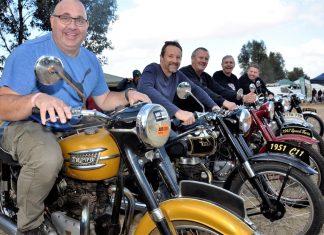 British bike invasion Pictured are: Dave Tye from Mount Gambier, Jon Narik from Warrnambool, Clem Hutchesson of Mount Gambier, Ian McMillan from Deniliquin and Matt McMillan from Berwick.