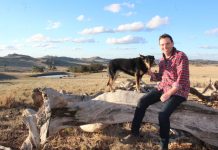 The right to farm Sidonia Beef Naturally farmer Sam White with his canine companion Ruby.