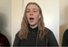 Brave young students sing