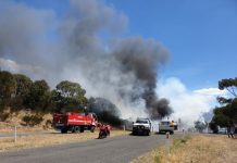 Lucky escape for driver in fiery Harcourt crash