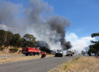 Lucky escape for driver in fiery Harcourt crash