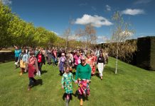 Women gather in gumboots