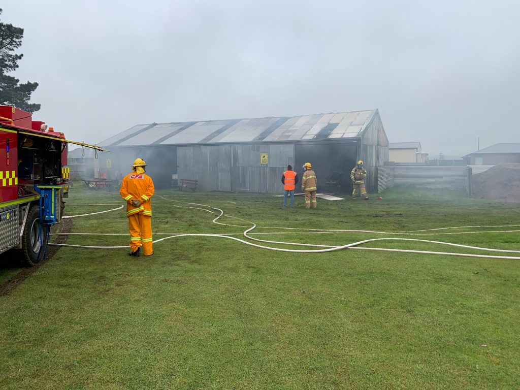 Shed blaze hits golf club