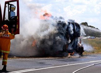 Truck driver suffers burns