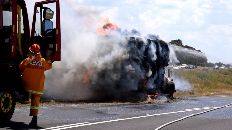 Truck driver suffers burns