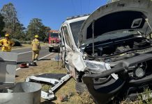 Truck strikes ambulance