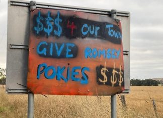 Vandals target signs in pokies fight