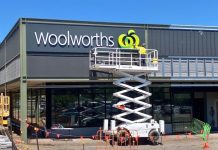 Woolies signage installed