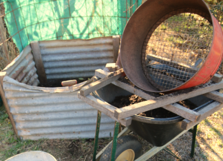 Sieving finished compost
