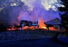 Caravan fire takes off